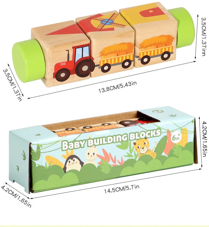 Puzzle rotatif en bois Montessori - Éveil et motricité fine bébé