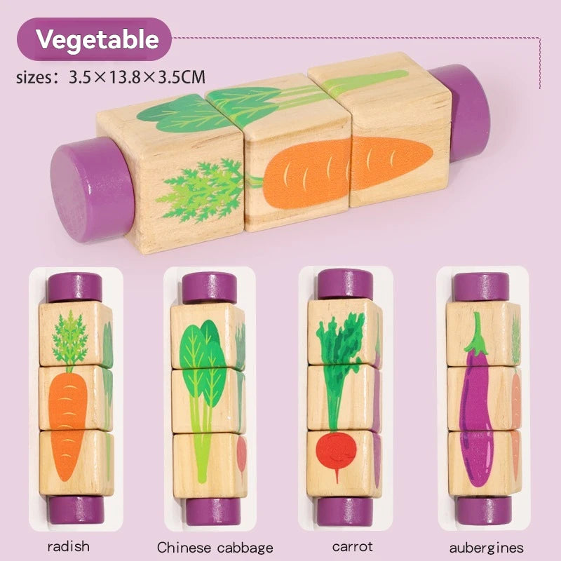 Puzzle rotatif en bois Montessori - Éveil et motricité fine bébé