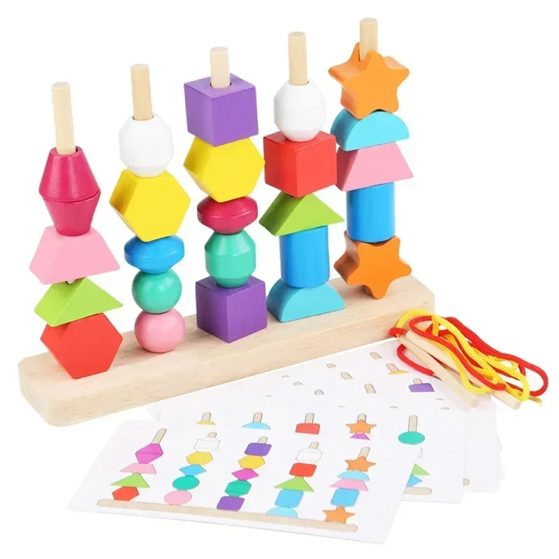 Jouet 5 en 1 Montessori - Formes, couleurs, tri et perles éducatif enfant