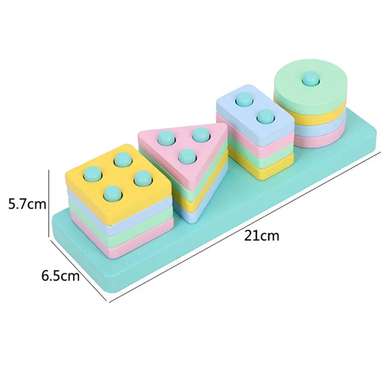 Colonne en bois Montessori - Blocs formes géométriques éveil bébé