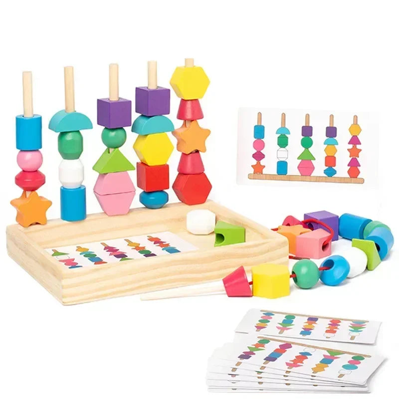 Jouet 5 en 1 Montessori - Formes, couleurs, tri et perles éducatif enfant