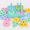 Colonne en bois Montessori - Blocs formes géométriques éveil bébé
