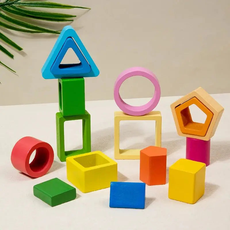 Jouet tri et empilage Montessori - Puzzle formes géométriques bébé
