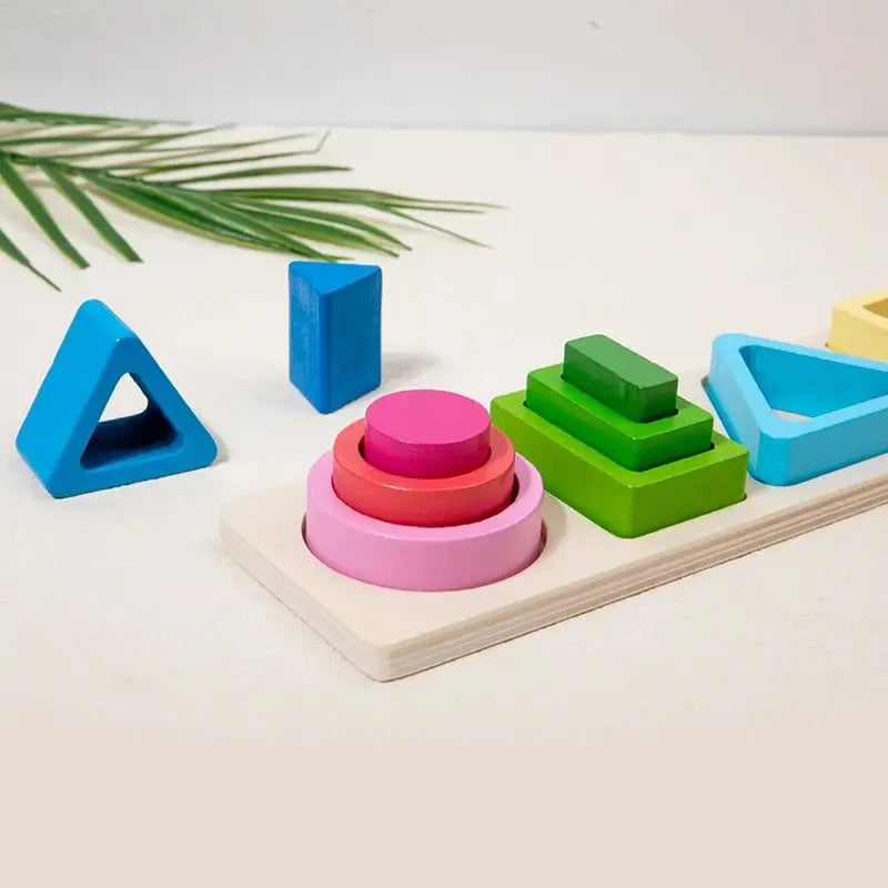 Jouet tri et empilage Montessori - Puzzle formes géométriques bébé