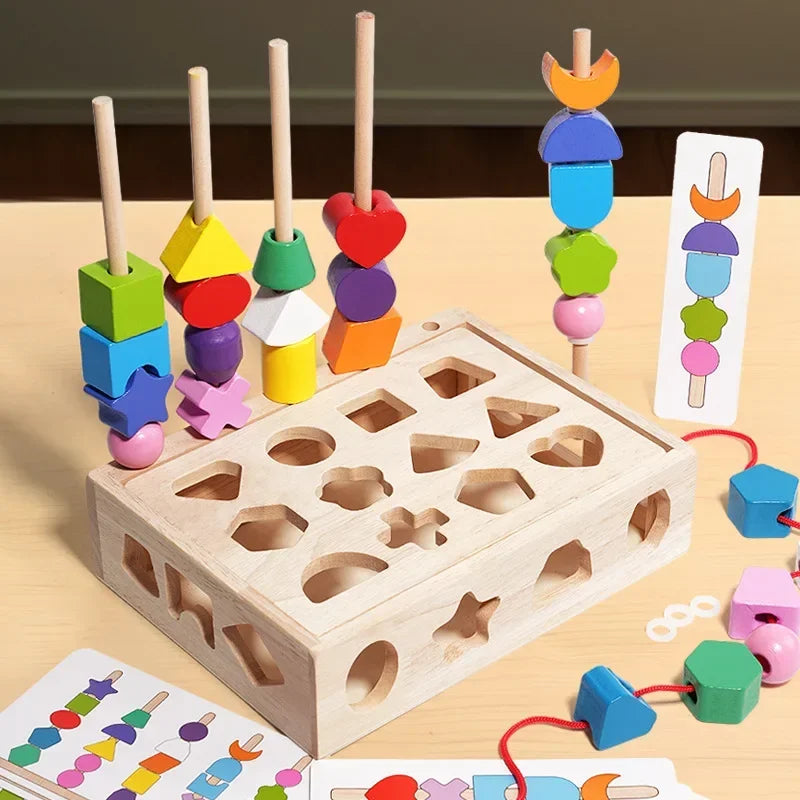 Jouet 5 en 1 Montessori - Formes, couleurs, tri et perles éducatif enfant