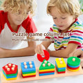 Jeu d'encastrement 4 colonnes formes géométriques - Éveil bébé 0-3 ans