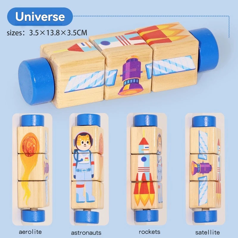 Puzzle rotatif en bois Montessori - Éveil et motricité fine bébé