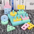 Colonne en bois Montessori - Blocs formes géométriques éveil bébé