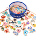 Jeu de pêche magnétique en bois - Animaux marins éducatif