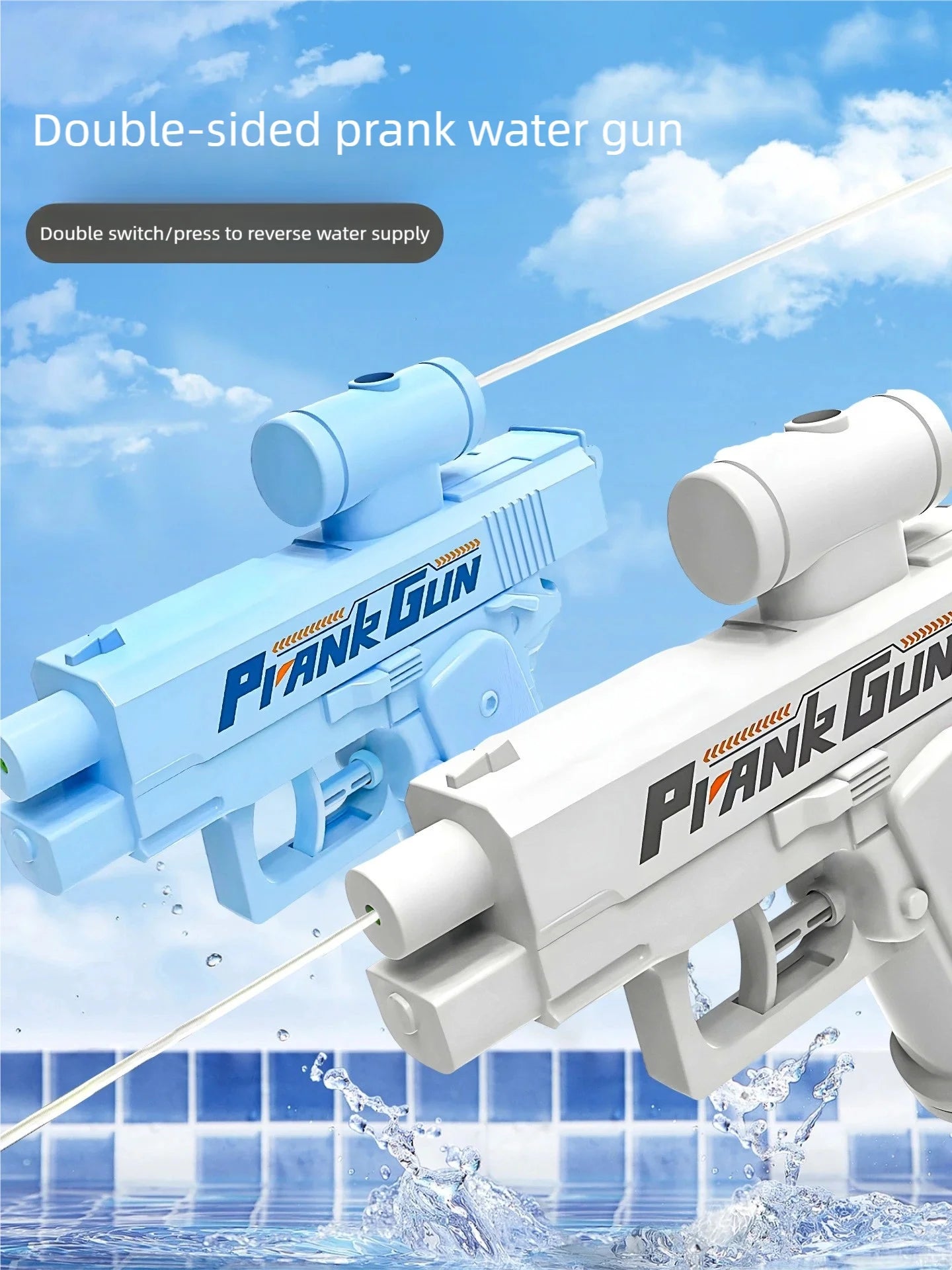 Pistolet à eau blague double effet - Jouet farce été piscine plage