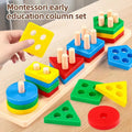Jeu d'encastrement 4 colonnes formes géométriques - Éveil bébé 0-3 ans