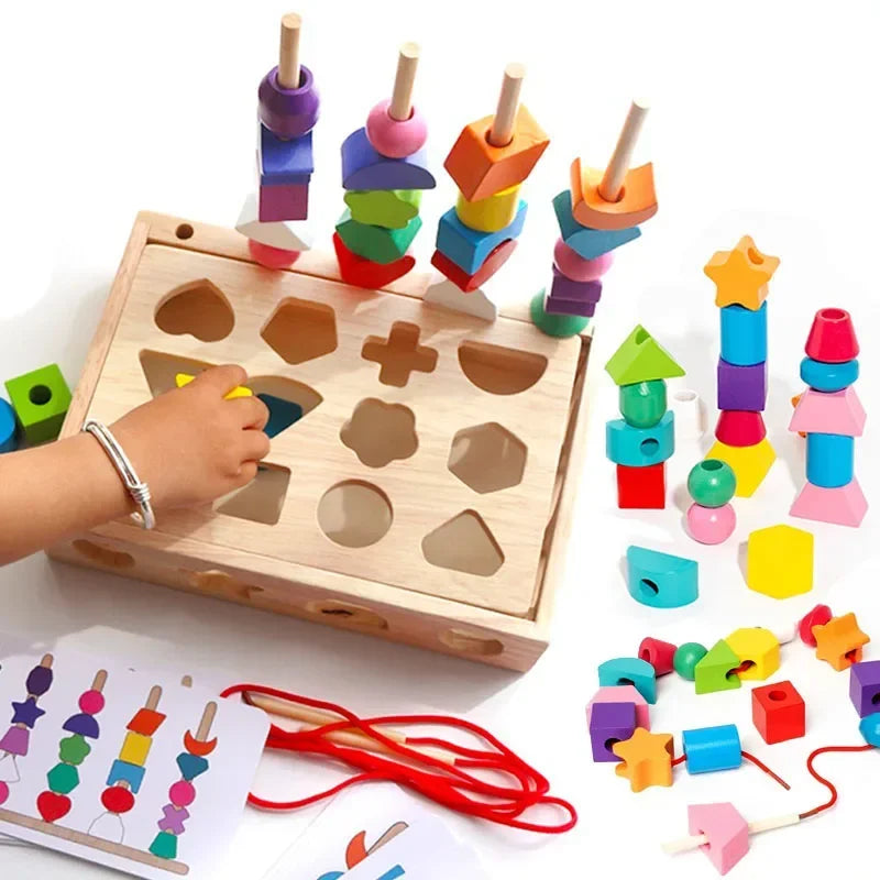 Jouet 5 en 1 Montessori - Formes, couleurs, tri et perles éducatif enfant