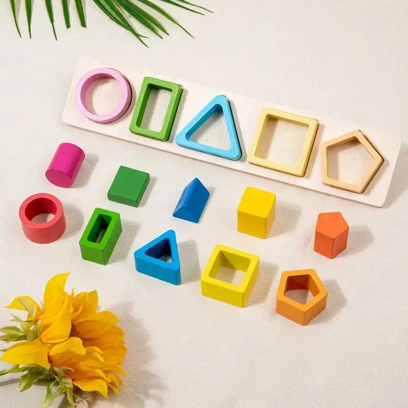 Jouet tri et empilage Montessori - Puzzle formes géométriques bébé