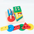 Colonne en bois Montessori - Blocs formes géométriques éveil bébé
