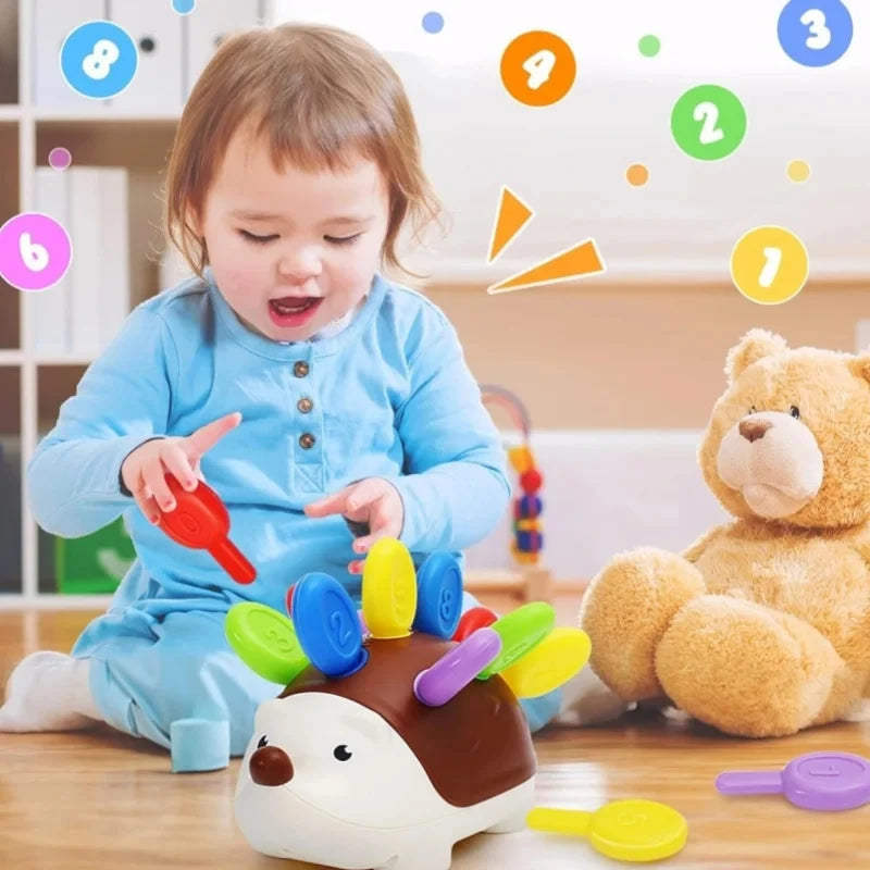 Hérisson sensoriel Montessori - Jouet éveil motricité fine 1-4 ans