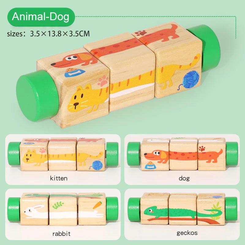 Puzzle rotatif en bois Montessori - Éveil et motricité fine bébé