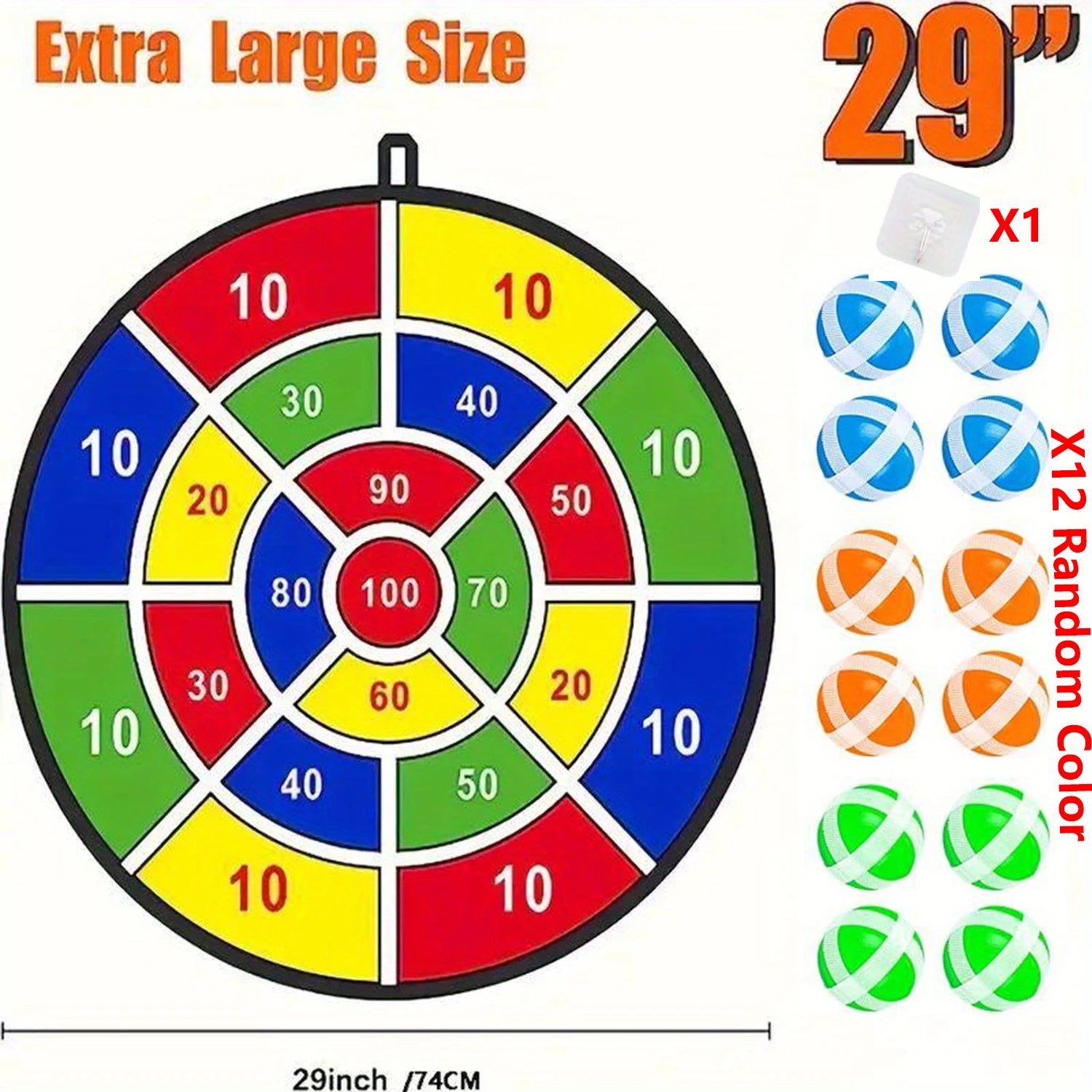 Jeu de fléchettes enfant 74 cm - Balles adhésives intérieur/extérieur