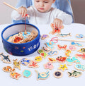 Jeu de pêche magnétique en bois - Animaux marins éducatif