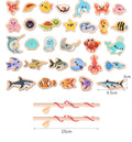 Jeu de pêche magnétique en bois - Animaux marins éducatif
