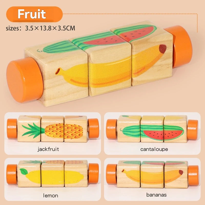 Puzzle rotatif en bois Montessori - Éveil et motricité fine bébé