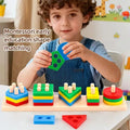 Jeu d'encastrement 4 colonnes formes géométriques - Éveil bébé 0-3 ans
