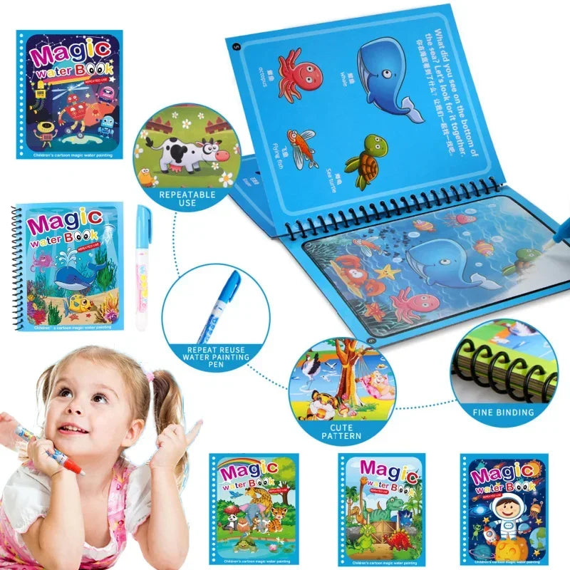 Cahier de coloriage magique à l'eau - Jouet éducatif Montessori 2-4 ans