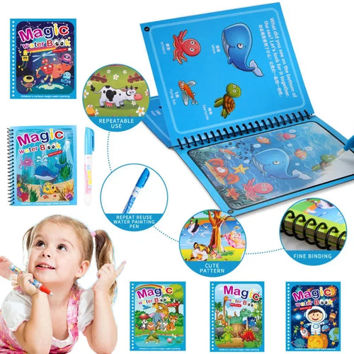 Cahier de coloriage magique à l'eau - Jouet éducatif Montessori 2-4 ans