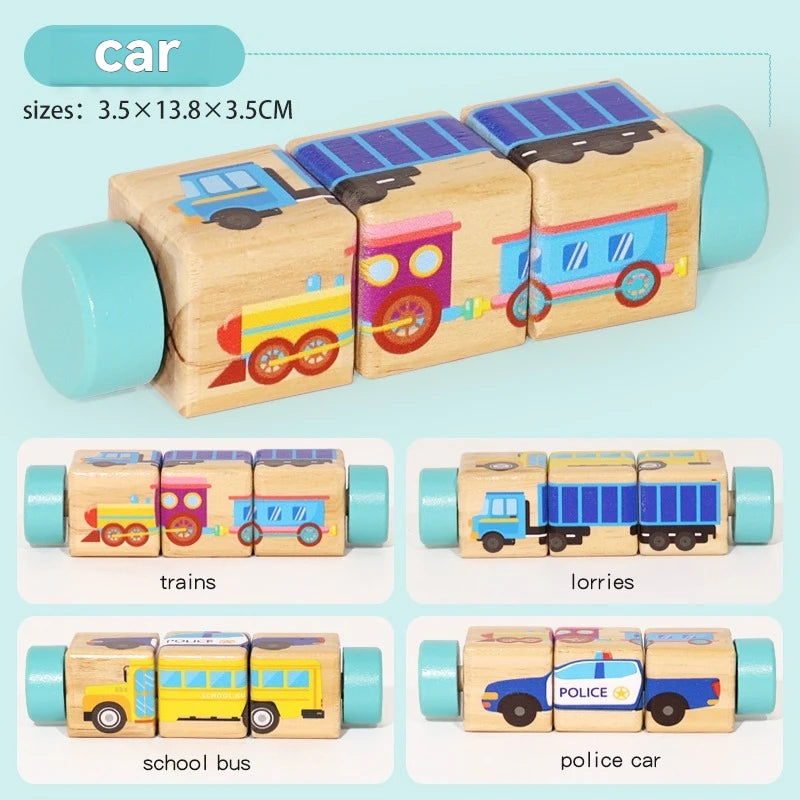 Puzzle rotatif en bois Montessori - Éveil et motricité fine bébé