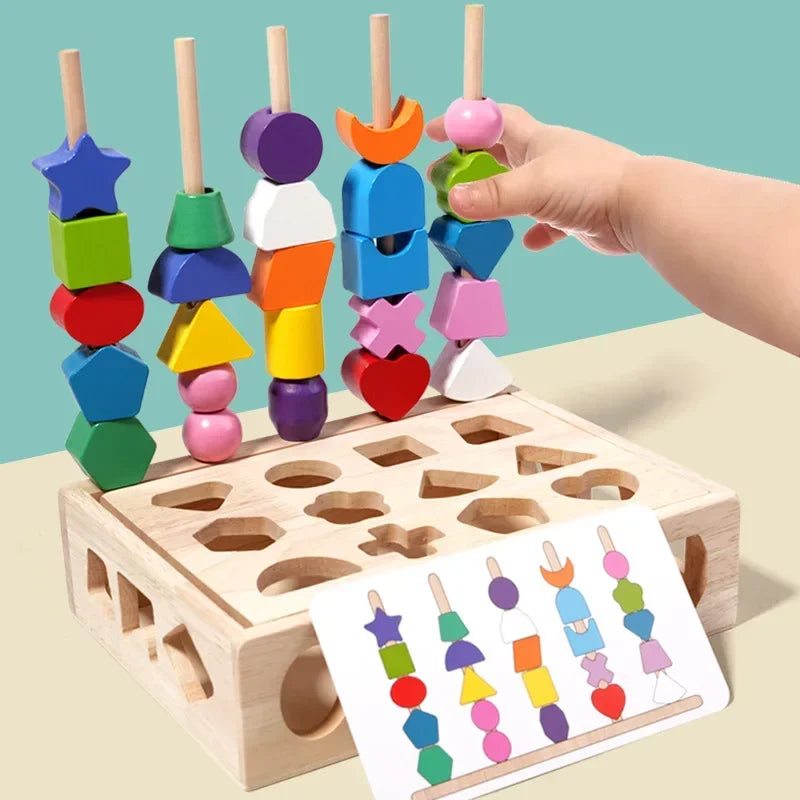 Jouet 5 en 1 Montessori - Formes, couleurs, tri et perles éducatif enfant