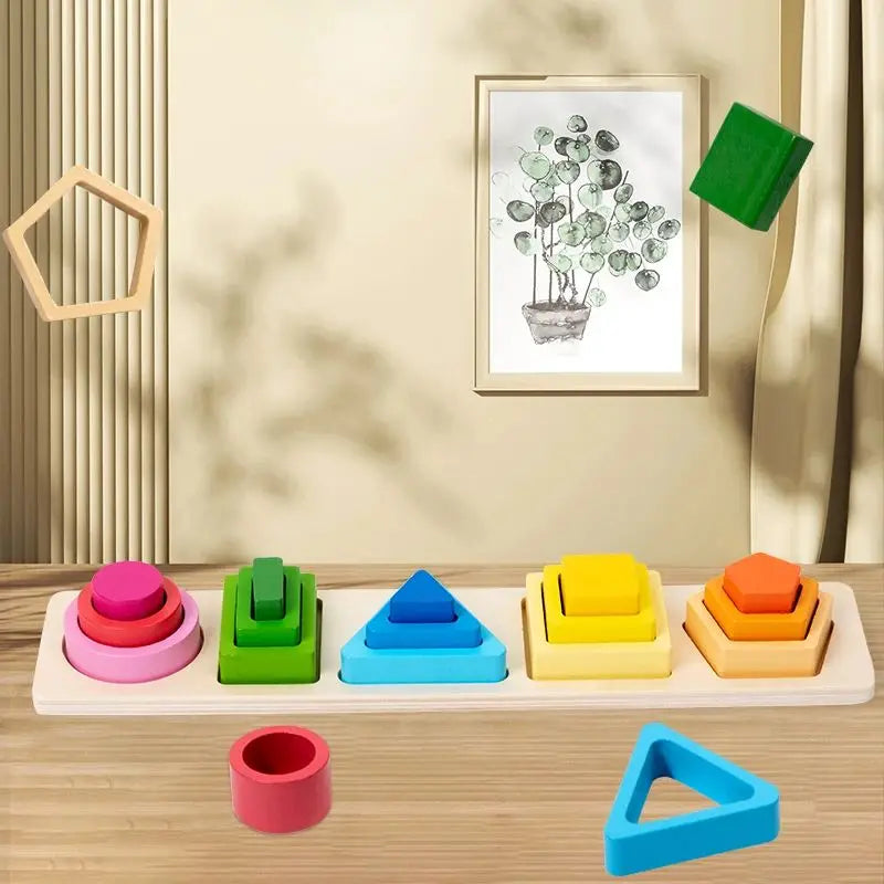 Jouet tri et empilage Montessori - Puzzle formes géométriques bébé
