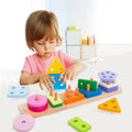 Colonne en bois Montessori - Blocs formes géométriques éveil bébé