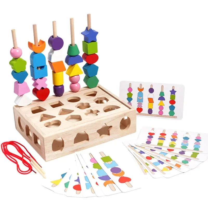 Jouet 5 en 1 Montessori - Formes, couleurs, tri et perles éducatif enfant