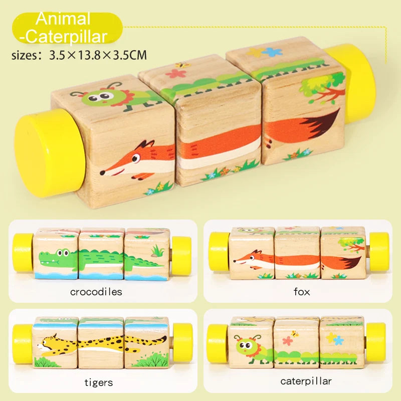 Puzzle rotatif en bois Montessori - Éveil et motricité fine bébé